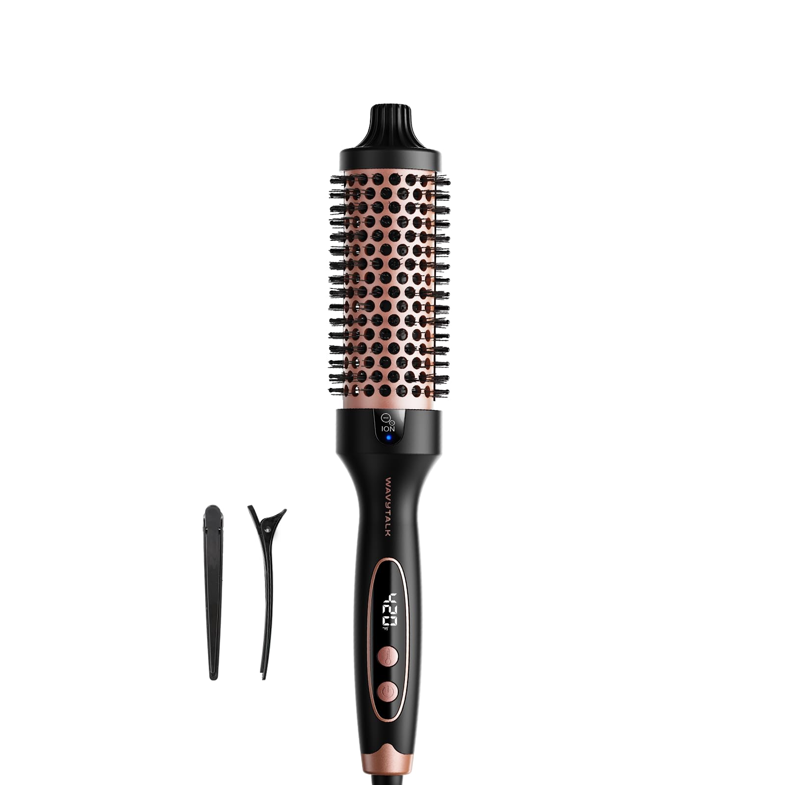 Wavytalk Thermal Brush Blowout Boost 1.5″ Heat Round Brush for Blowout Look | Negative Ion Technology, Tourmaline Ceramic, 5 Temperature Settings Dual Voltage, Less Damage, Sakura Pink