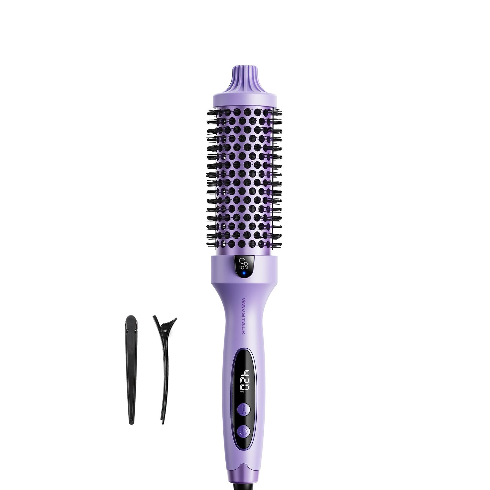 Wavytalk Thermal Brush Blowout Boost 1.5″ Heat Round Brush for Blowout Look | Negative Ion Technology, Tourmaline Ceramic, 5 Temperature Settings Dual Voltage, Less Damage, Sakura Pink