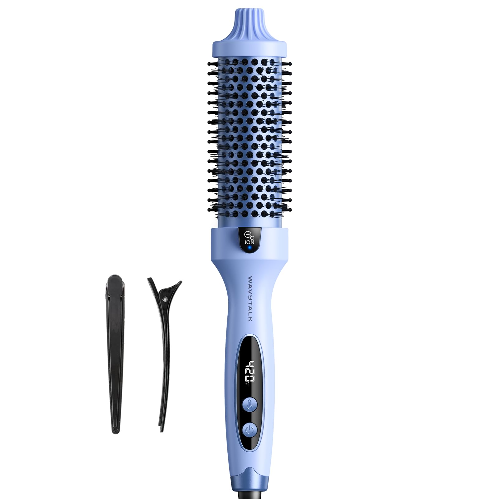 Wavytalk Thermal Brush Blowout Boost 1.5″ Heat Round Brush for Blowout Look | Negative Ion Technology, Tourmaline Ceramic, 5 Temperature Settings Dual Voltage, Less Damage, Sakura Pink