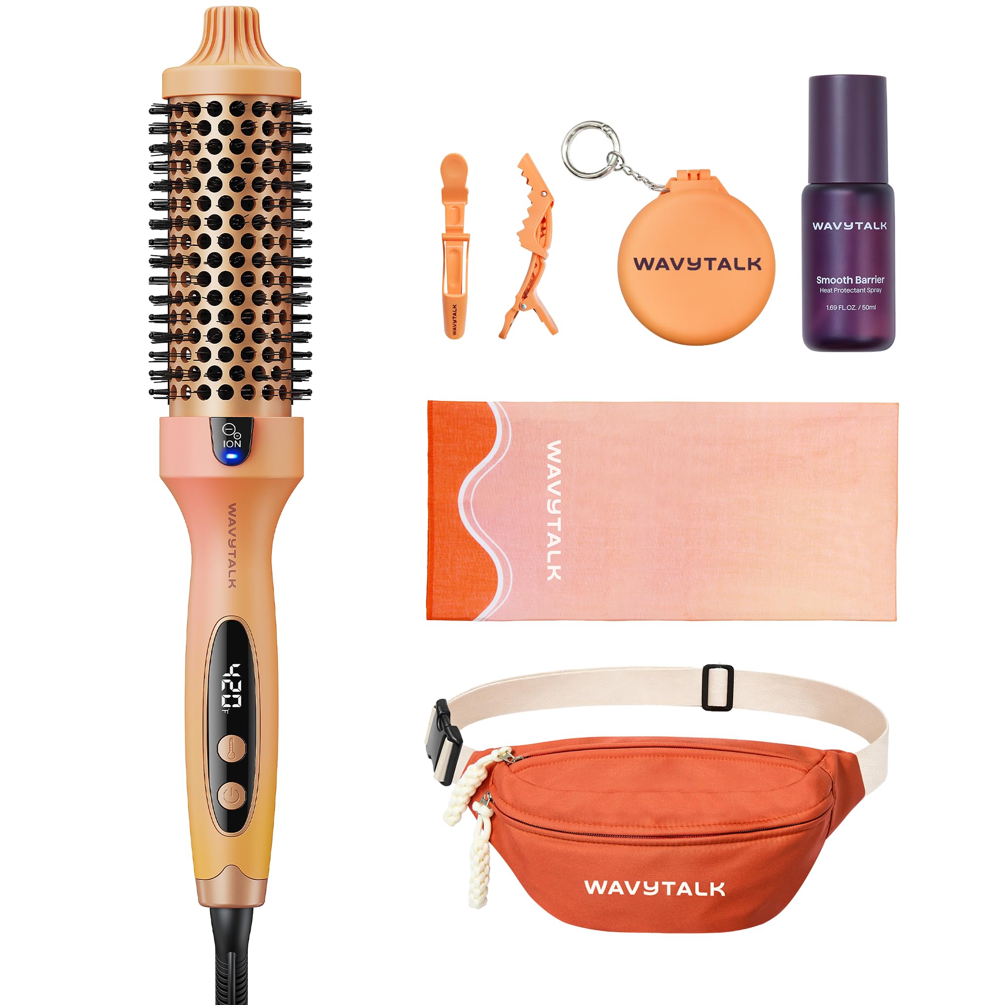 Wavytalk Thermal Brush Blowout Boost 1.5″ Heat Round Brush for Blowout Look | Negative Ion Technology, Tourmaline Ceramic, 5 Temperature Settings Dual Voltage, Less Damage, Sakura Pink