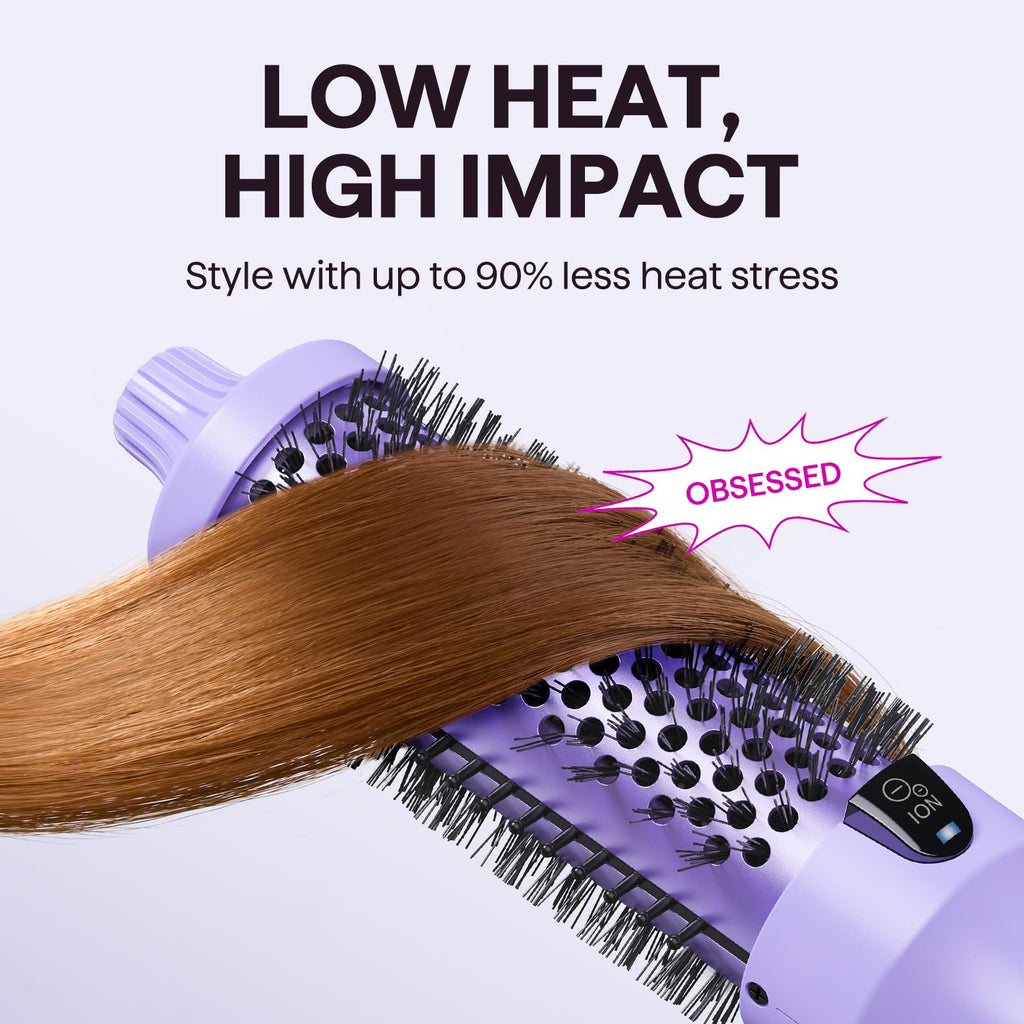Wavytalk Thermal Brush Blowout Boost 1.5″ Heat Round Brush for Blowout Look | Negative Ion Technology, Tourmaline Ceramic, 5 Temperature Settings Dual Voltage, Less Damage, Sakura Pink