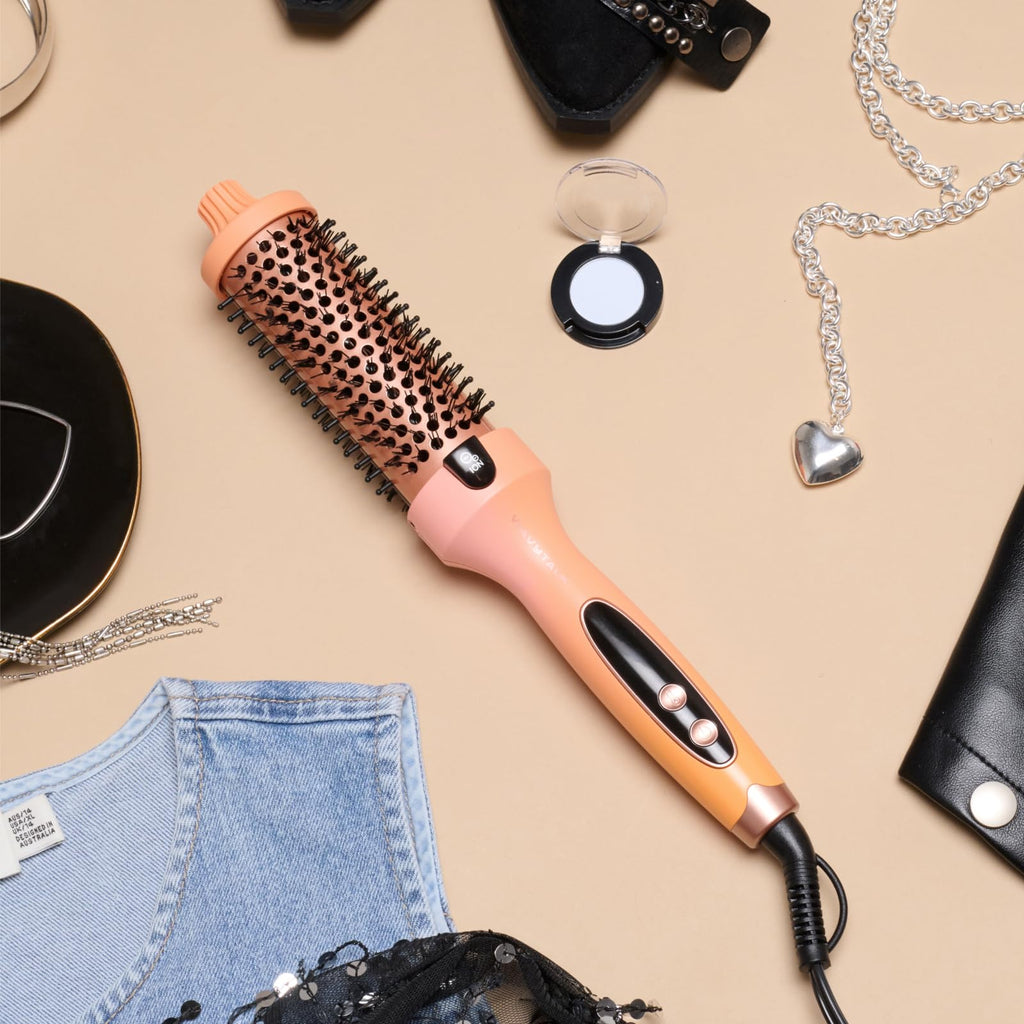 Wavytalk Thermal Brush Blowout Boost 1.5″ Heat Round Brush for Blowout Look | Negative Ion Technology, Tourmaline Ceramic, 5 Temperature Settings Dual Voltage, Less Damage, Sakura Pink