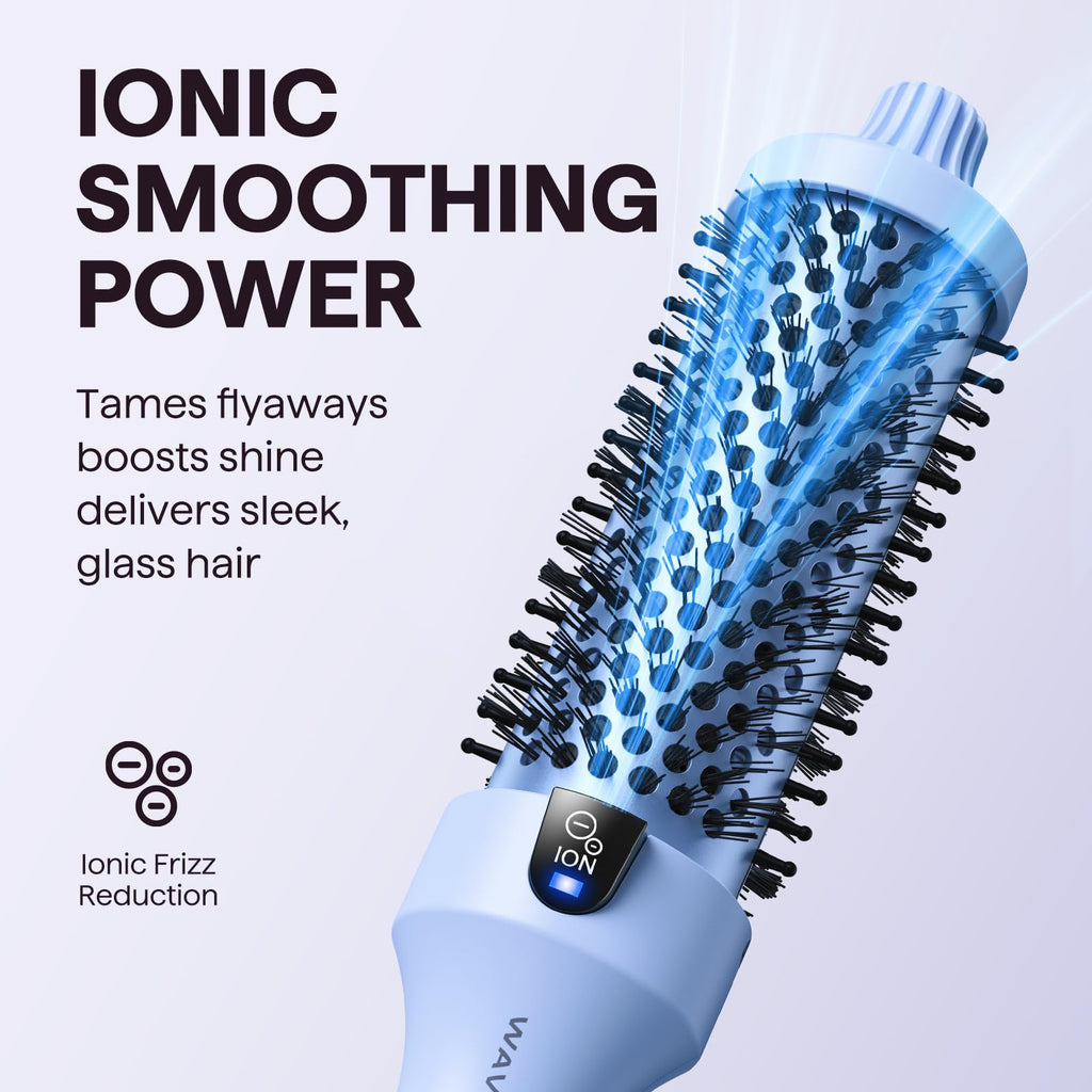 Wavytalk Thermal Brush Blowout Boost 1.5″ Heat Round Brush for Blowout Look | Negative Ion Technology, Tourmaline Ceramic, 5 Temperature Settings Dual Voltage, Less Damage, Sakura Pink