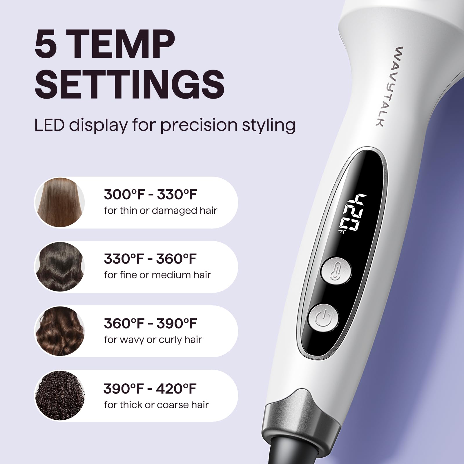 Wavytalk Thermal Brush Blowout Boost 1.5″ Heat Round Brush for Blowout Look | Negative Ion Technology, Tourmaline Ceramic, 5 Temperature Settings Dual Voltage, Less Damage, Sakura Pink