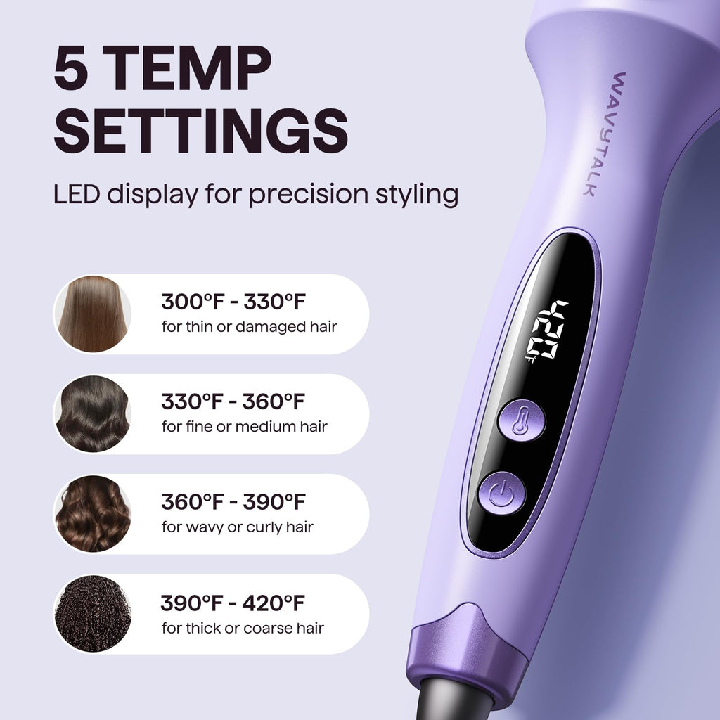 Wavytalk Thermal Brush Blowout Boost 1.5″ Heat Round Brush for Blowout Look | Negative Ion Technology, Tourmaline Ceramic, 5 Temperature Settings Dual Voltage, Less Damage, Sakura Pink