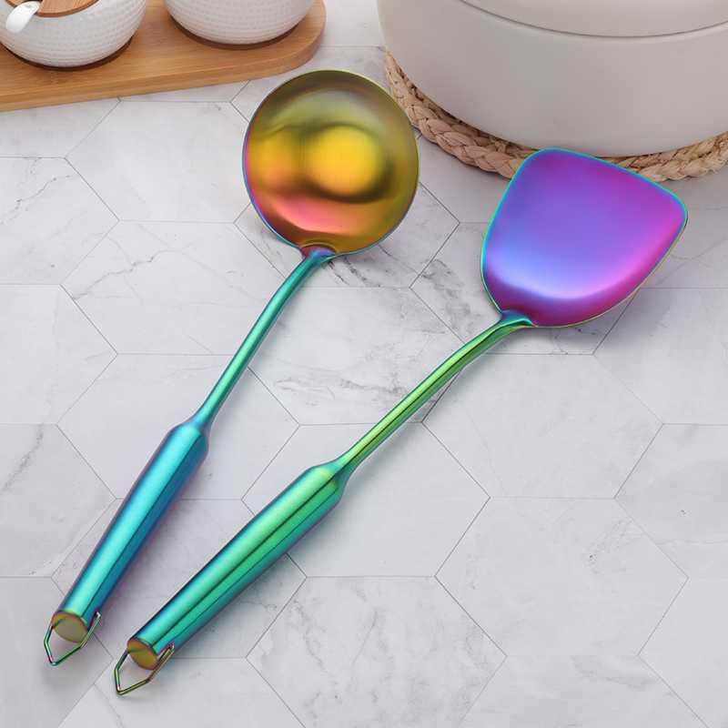 Long Handled Stainless Steel Spatula and Spoon Set